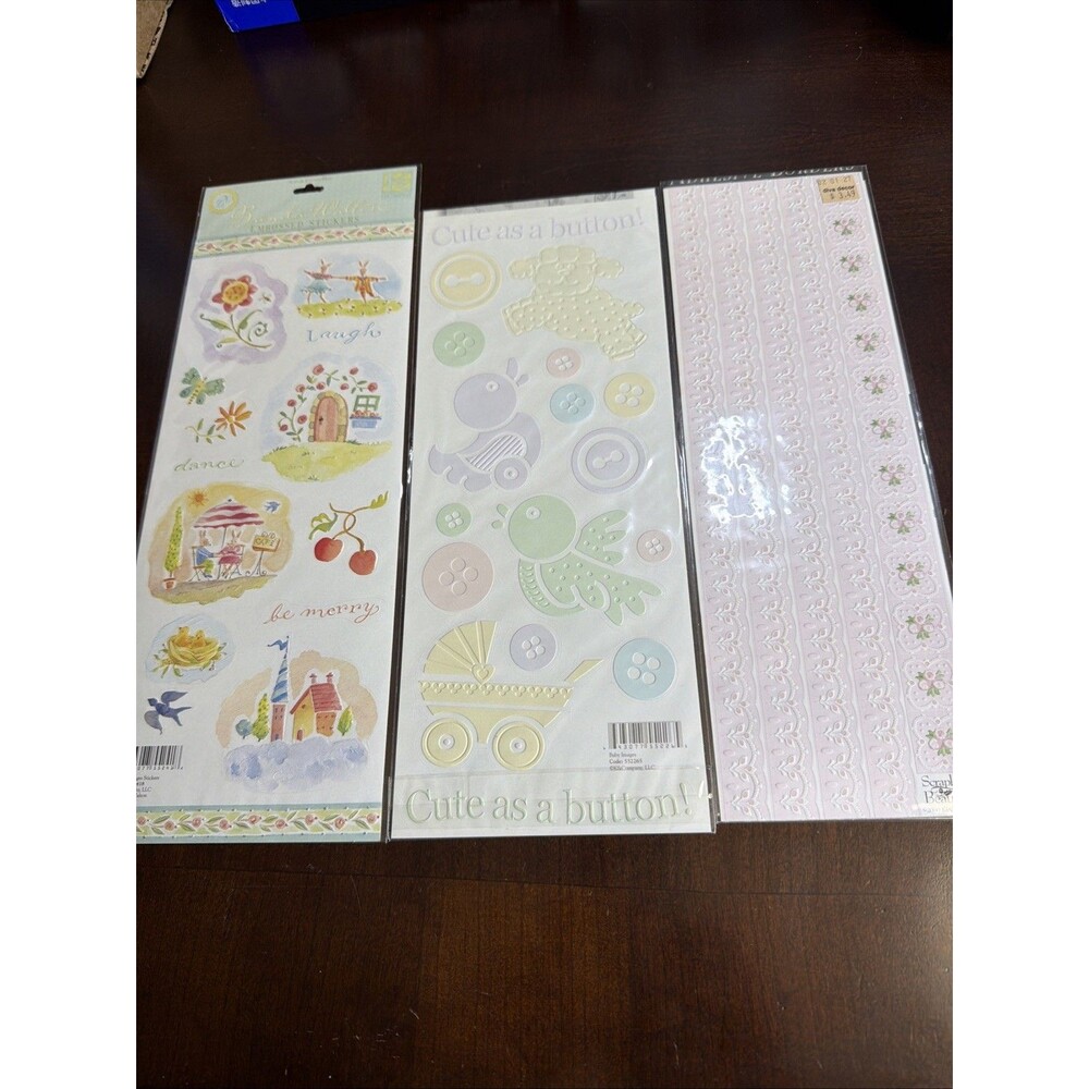 K&Company Embossed Stickers 3 Sheets Scrapbooking